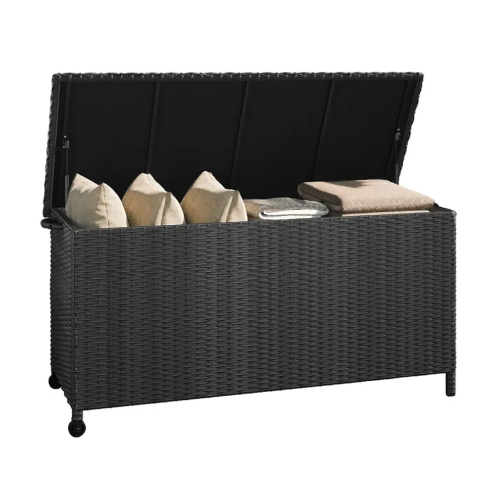 108 Gallons Large Outdoor Wicker Storage Box with Lid for Cushions
