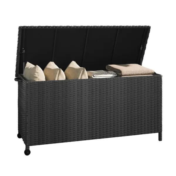 108 Gallons Large Outdoor Wicker Storage Box with Lid for Cushions