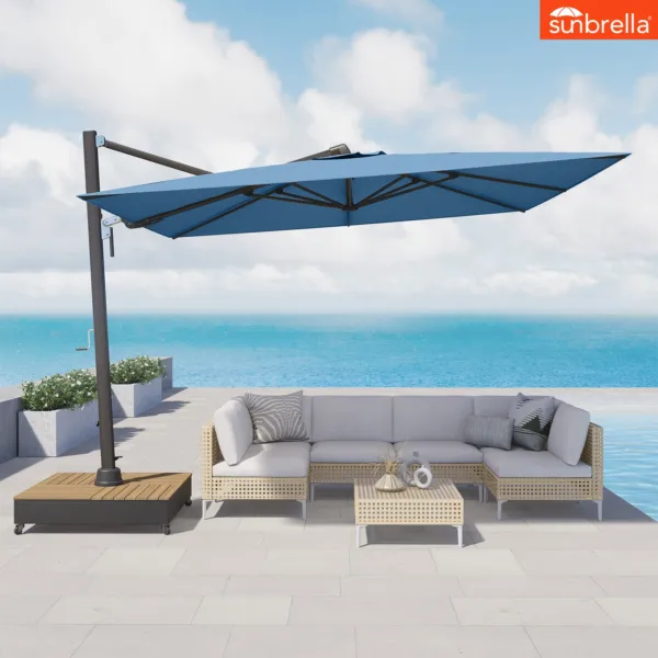 10x13 FT Sunbrella Cantilever Aluminum Umbrella, 5-Year-Non-Fading
