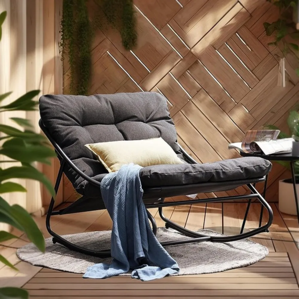 Indoor & Outdoor Rocking Chair with Thicken Cushion