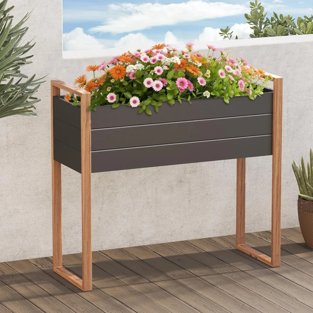 Duisburg Raised Garden Bed with Legs, Weather-Resistant Elevated Planter Box with Drainage Holes