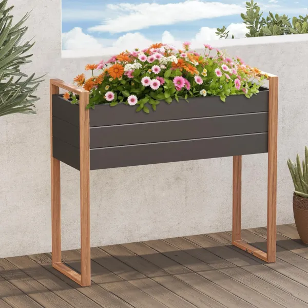 Duisburg Raised Garden Bed with Legs, Weather-Resistant Elevated Planter Box with Drainage Holes