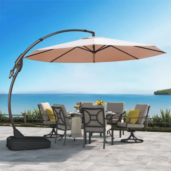 12 FT Deluxe NAPOLI SUNBRELLA Cantilever Umbrella with Umbrella Cover