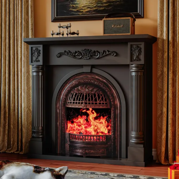 45" Electric Fireplace with Mantel, Fireplace TV Stand with Roman Columns