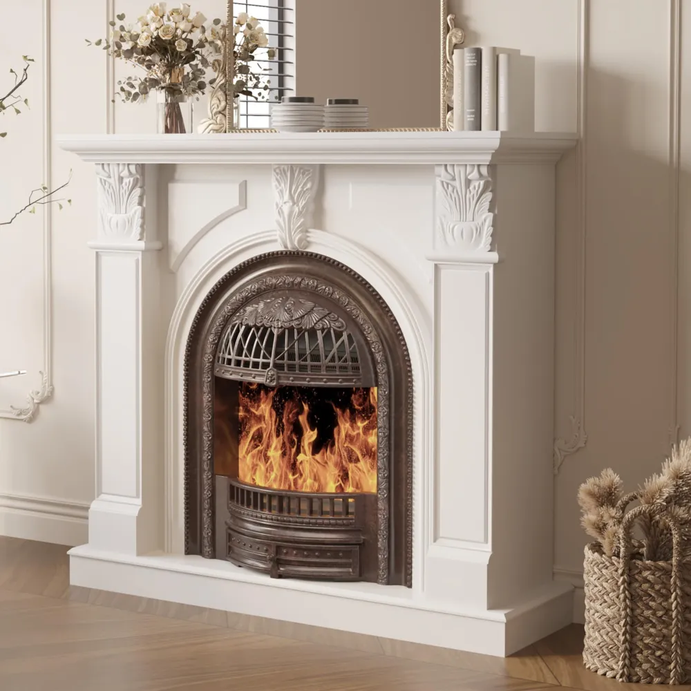 48" Birdcage Electric Fireplace Tv Stand with Mantel for Living Room