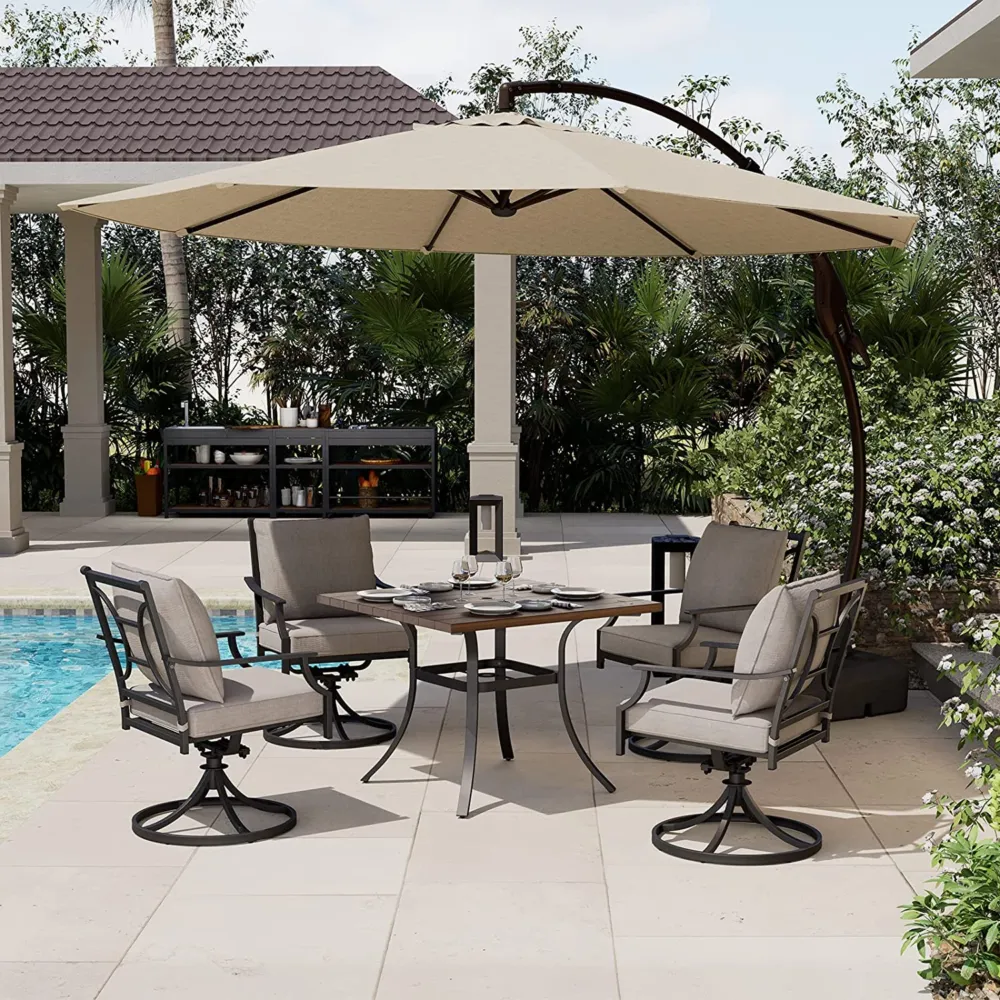 Outdoor Dining Set with Swivel Chairs