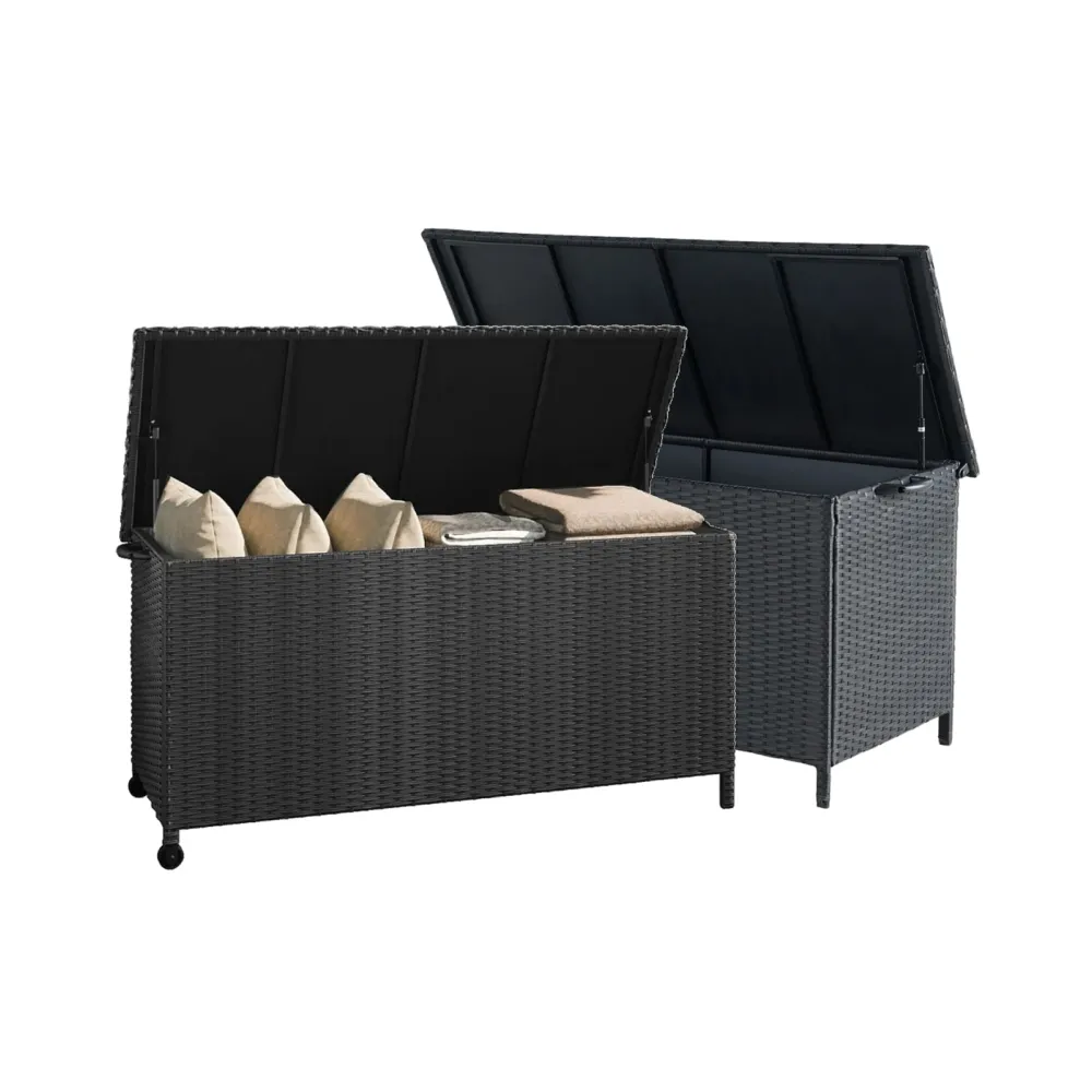 Outdoor Wicker 108 Gallons Large Storage Box with Lid for Cushions Set