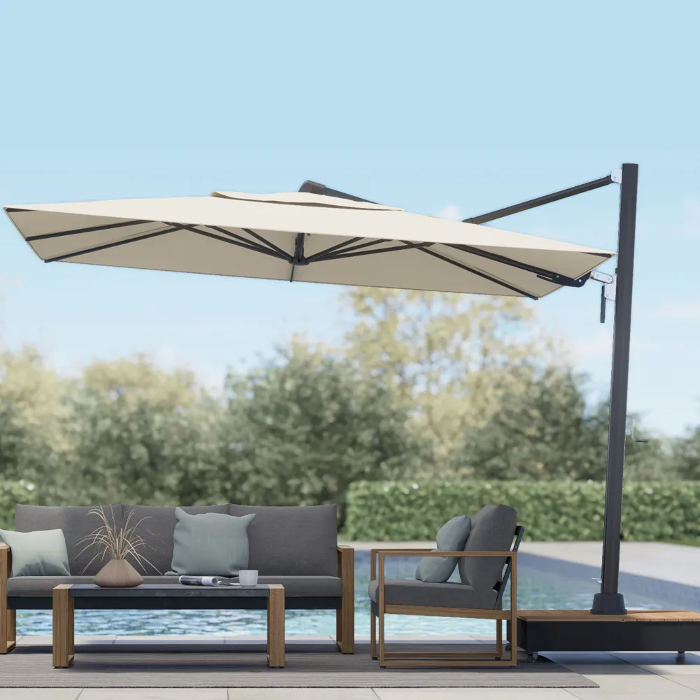 10x13 FT Acrylic Outdoor Cantilever Aluminum Umbrella, 5-Year-Non-Fading