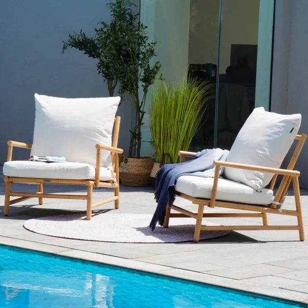 Outdoor Bohemian Style Upholstered Armchair With Cushions(Set Of 2)